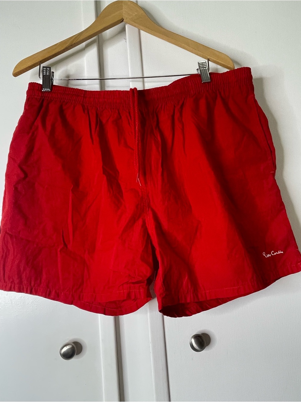 Vintage Pierre Cardin Red Swim Trunks Men L XL Resort Beach Old Money Aesthetic